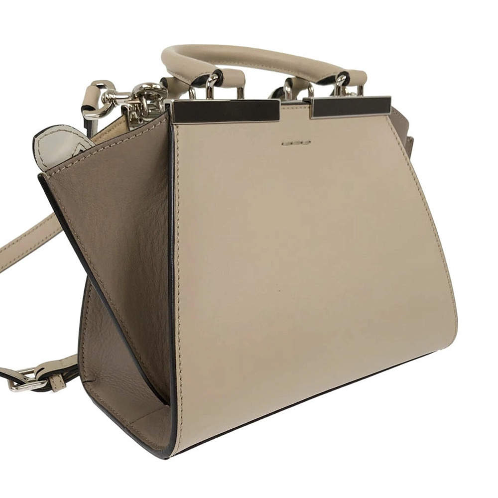 Fendi Jours Brown Strap Beige Shoulder Leather Trois Handbag Brown Tan